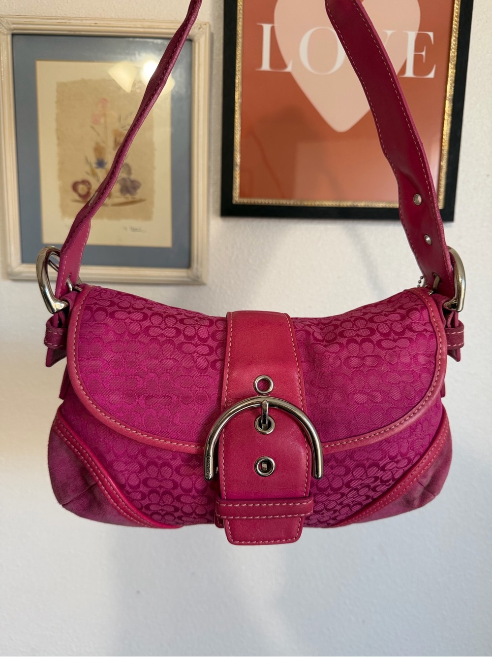 Coach 6818 Mini Soho Signature Canvas Buckle Shoulder Bag in Pink - Picture 17 of 17